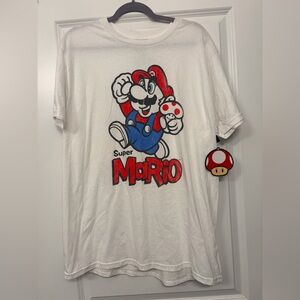 Super Mario Mushroom Toad Nintendo T-Shirt White Large Mens Nintendo New